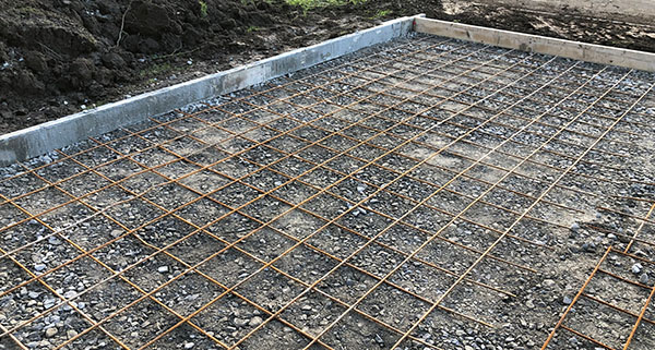 the foundations of a new build set up before the beginning of a construction